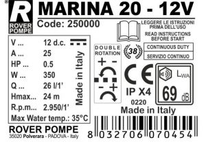 Rover Marina 20-12V bor és gázolaj szivattyú